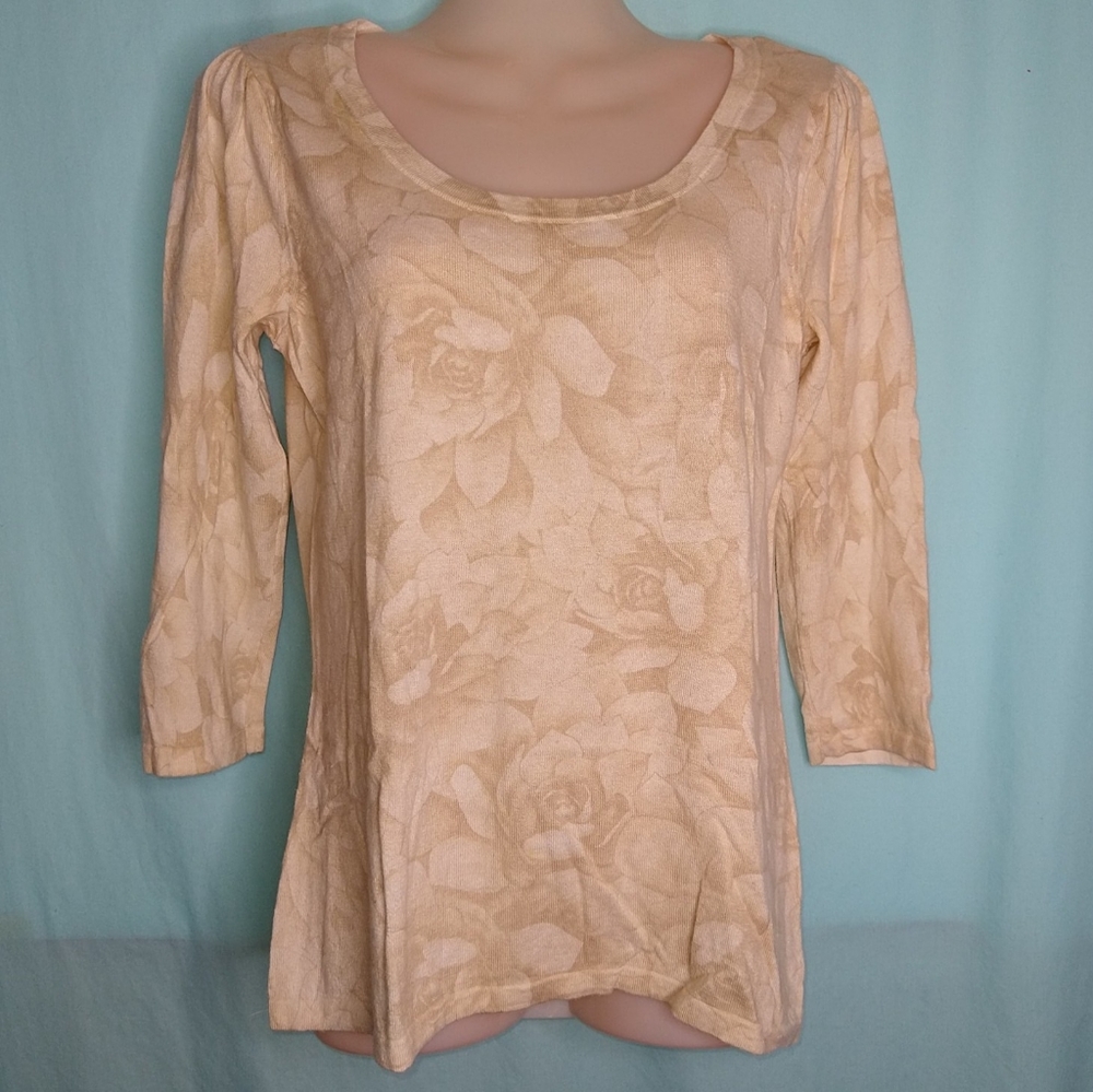 J Jill floral sweater silk cotton cashmere ivory